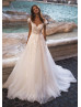 Beaded Cap Sleeve Ivory Lace Tulle Tasteful Wedding Dress
